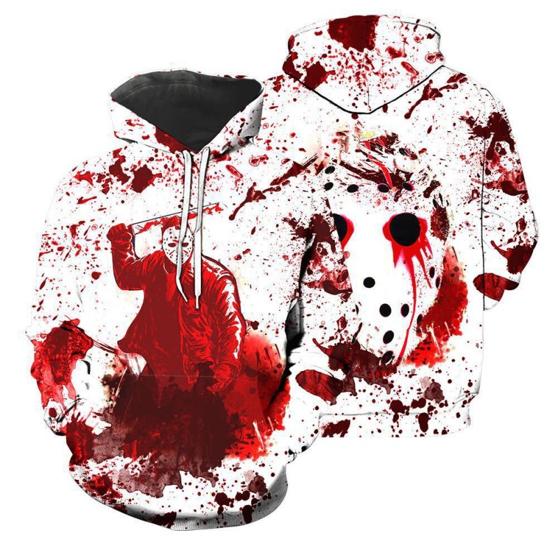 2023 Halloween Hoodie Friday the 13th 3D Pattern Sweatshirt