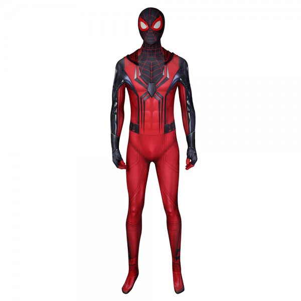 Spider-Man Costume Miles Morales PS5 Crimson Cowl Cosplay Suit ...