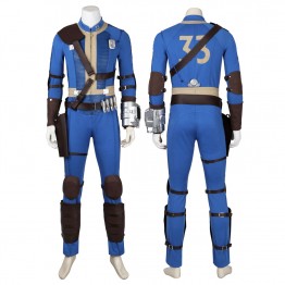 Clearance Sale - Ready To Ship - Men Fallout 33 Cosplay Costume Blue Halloween Suit Uniform