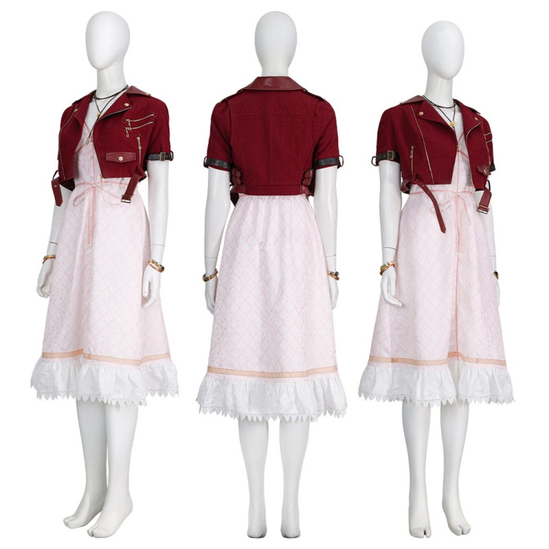 Final Fantasy VII Aerith Gainsborough Costume Game FF7 Cosplay Suit Halloween Dress Deluxe