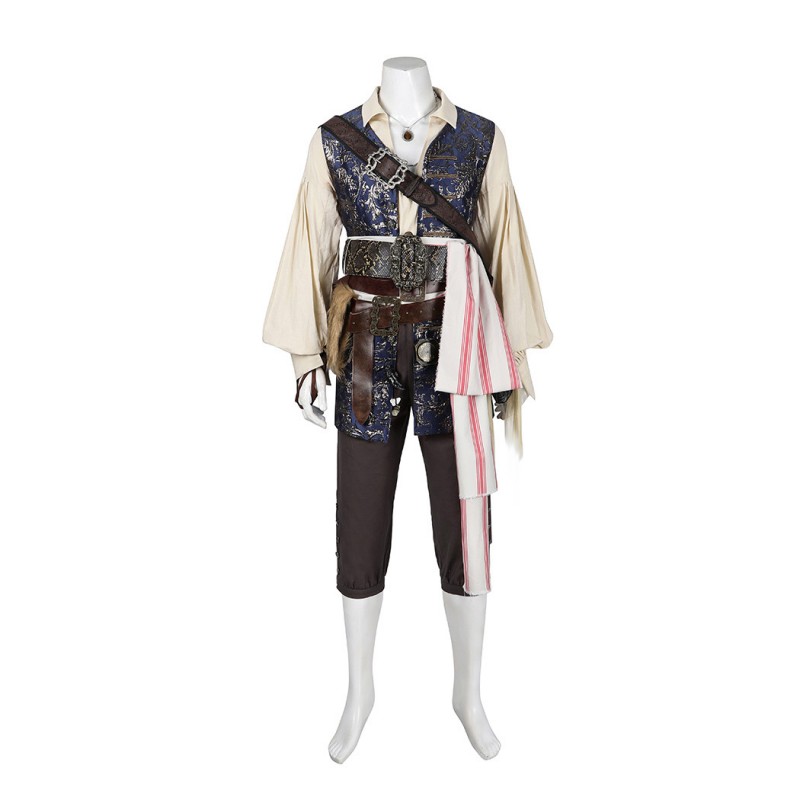 Jack Sparrow Costume Pirates of the Caribbean Cosplay Suit Captain Halloween Outfits