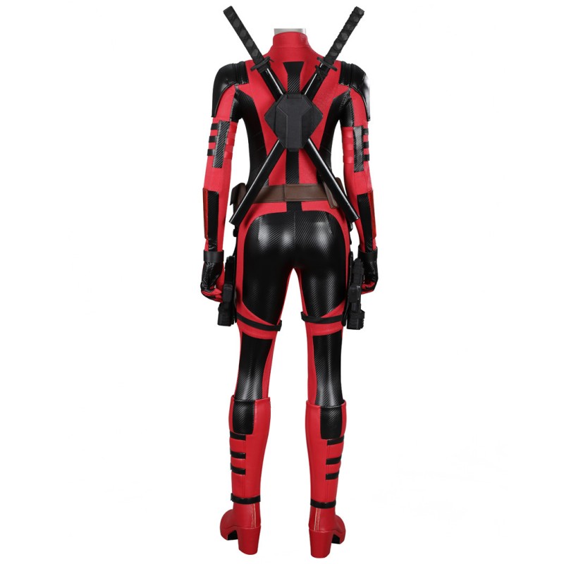 Deadpool 3 Lady Costume 2024 Deadpool Wolverine Cosplay Suit Red Halloween Outfits