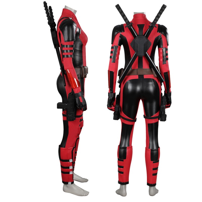 Deadpool 3 Lady Costume 2024 Deadpool Wolverine Cosplay Suit Red Halloween Outfits