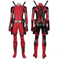 Deadpool 3 Lady Costume 2024 Deadpool Wolverine Cosplay Suit Red Halloween Outfits