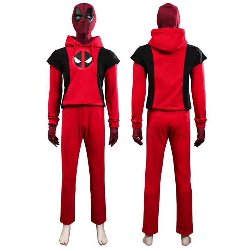 Deadpool Costume Hoodie Deadpool 3 Red Cosplay Suit for Kids Adult