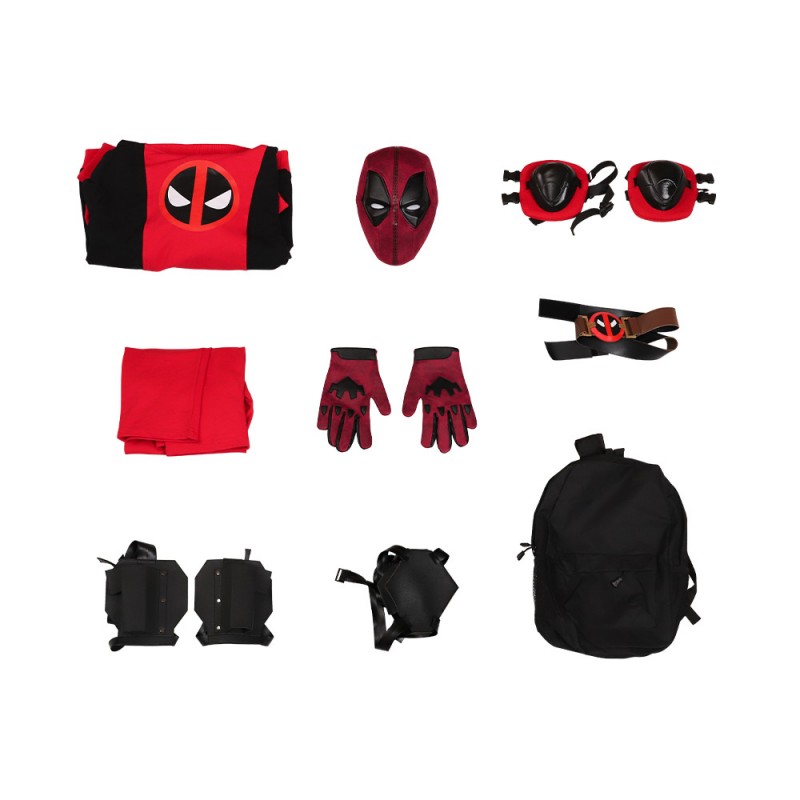 Deadpool Costume Hoodie Deadpool 3 Red Cosplay Suit for Kids Adult