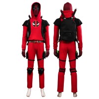 Deadpool Costume Hoodie Deadpool 3 Red Cosplay Suit for Kids Adult