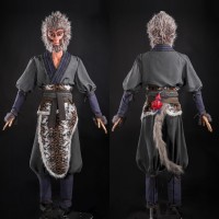 Tiger Hide Loincloth Set Black Monkey Cosplay Costume Halloween Suit