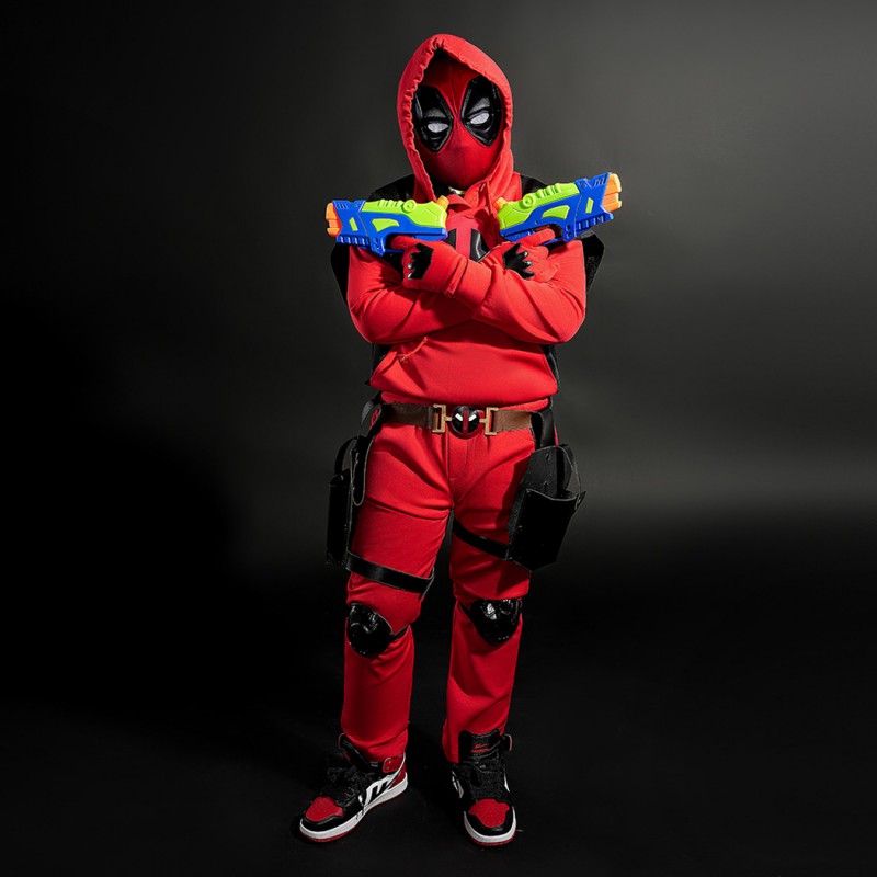 Kidpool Costume Deadpool 3 Wolverine Cosplay Suit Kids Hoodie Red Outfits