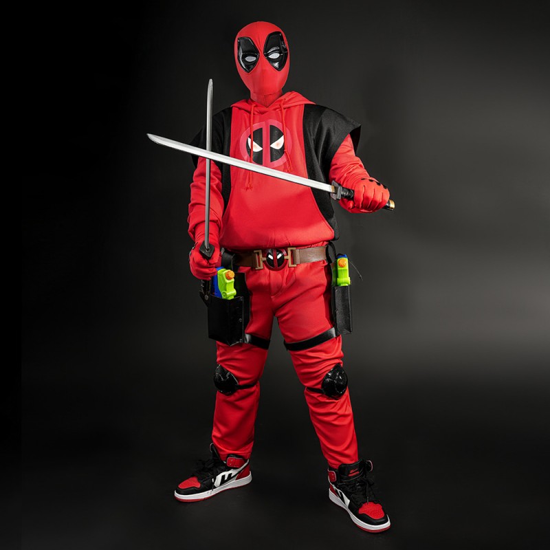 Kidpool Costume Deadpool 3 Wolverine Cosplay Suit Kids Hoodie Red Outfits