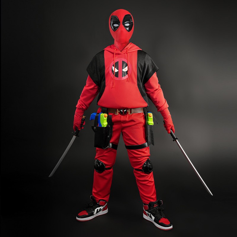 Kidpool Costume Deadpool 3 Wolverine Cosplay Suit Kids Hoodie Red Outfits