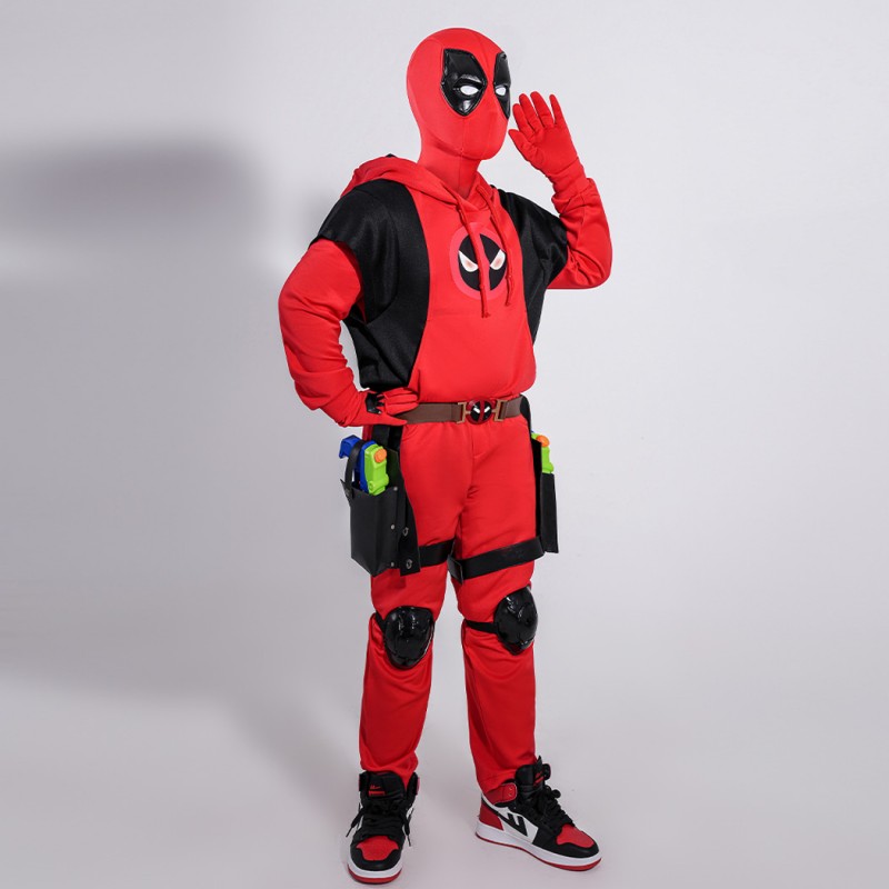 Kidpool Costume Deadpool 3 Wolverine Cosplay Suit Kids Hoodie Red Outfits