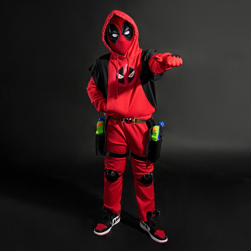 Kidpool Costume Deadpool 3 Wolverine Cosplay Suit Kids Hoodie Red Outfits