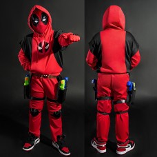 Kidpool Costume Deadpool 3 Wolverine Cosplay Suit Kids Hoodie Red Outfits