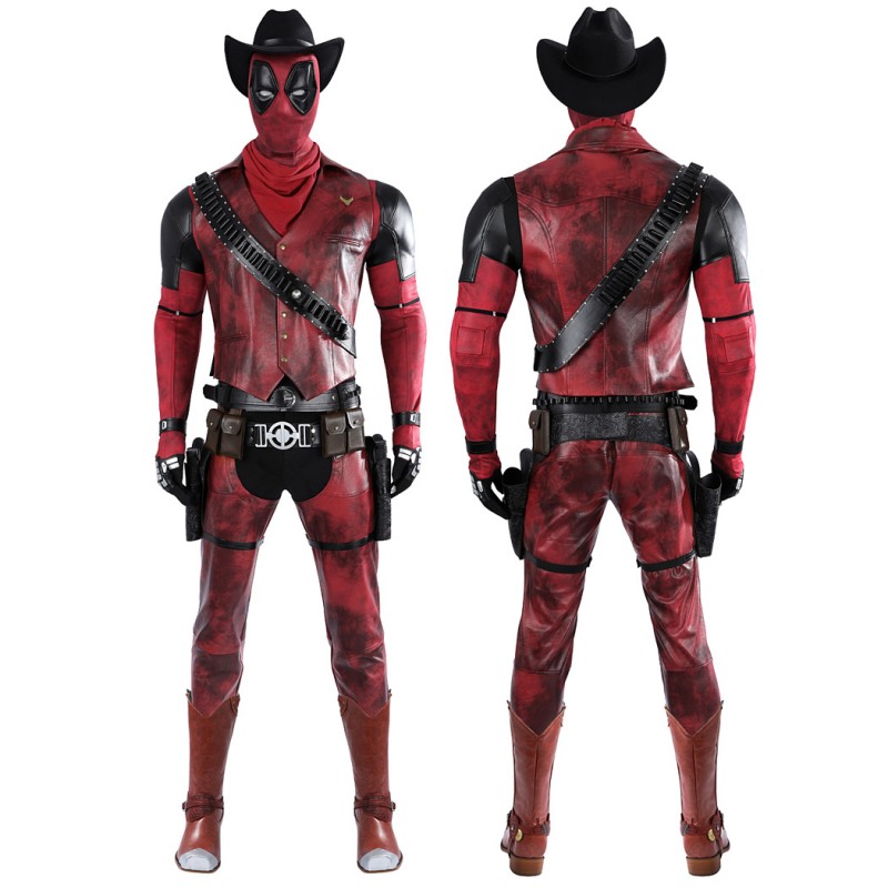 Cowboypool Costume Deadpool & Wolverine Cosplay Suit Cowboy Deadpool Red Outfits