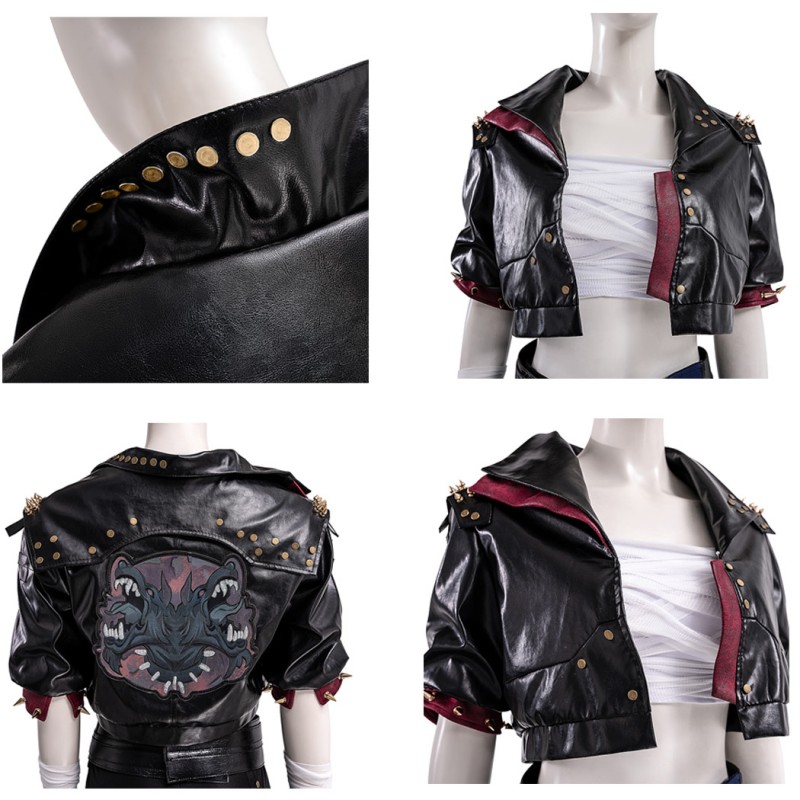 Arcane Season 2 VI Black Leather Jacket Cosplay Costume League of Legends LOL Halloween Suit