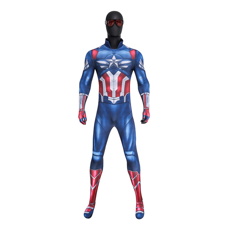 Captain America Sam Wilson Jumpsuit Captain America Brave New World Cosplay Costume Printed Suit