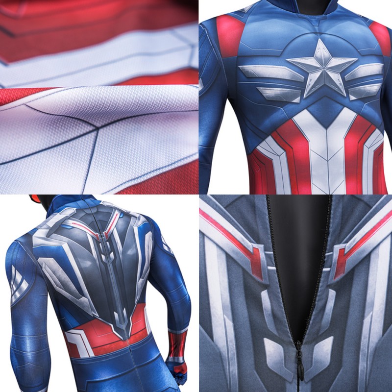 Captain America Sam Wilson Jumpsuit Captain America Brave New World Cosplay Costume Printed Suit