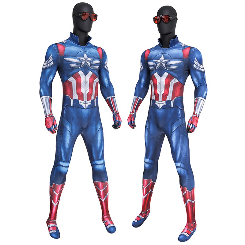 Captain America Sam Wilson Jumpsuit Captain America Brave New World Cosplay Costume Printed Suit