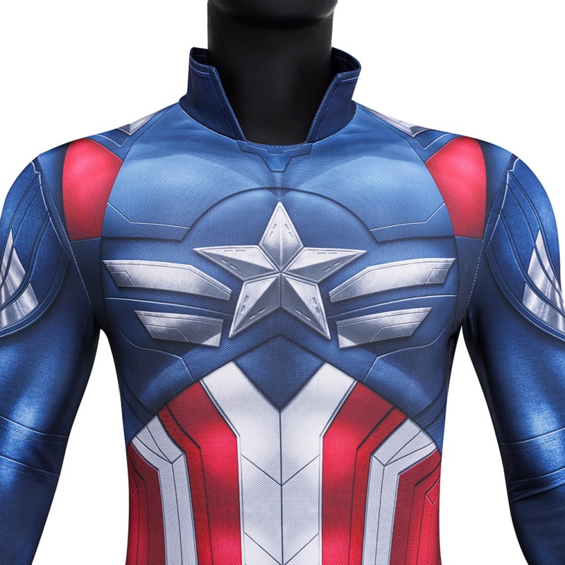 Captain America Sam Wilson Jumpsuit Captain America Brave New World Cosplay Costume Printed Suit