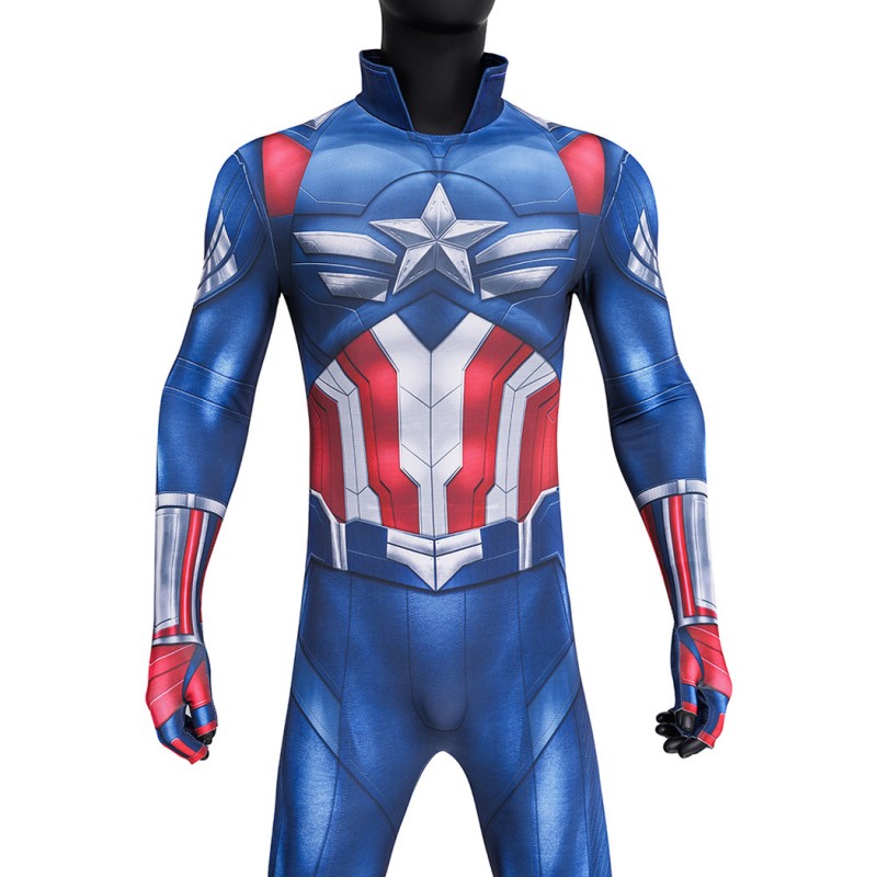 Captain America Sam Wilson Jumpsuit Captain America Brave New World Cosplay Costume Printed Suit