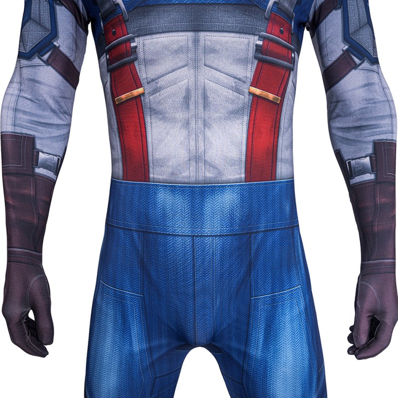 Captain America Jumpsuit Steven Rogers Cosplay Costume Adult Printed Suit