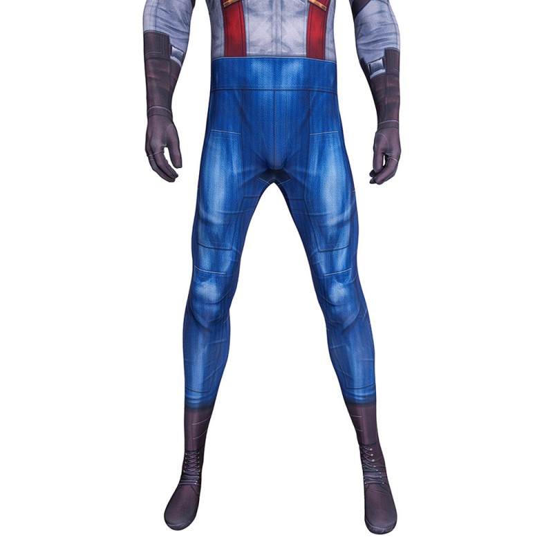 Captain America Jumpsuit Steven Rogers Cosplay Costume Adult Printed Suit