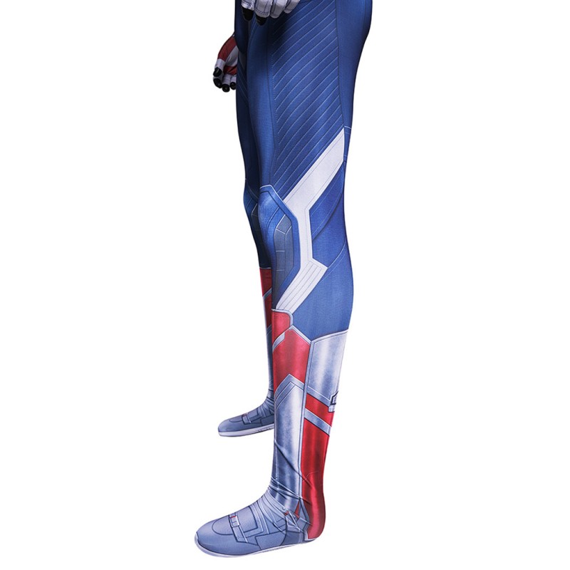 Captain America Brave New World Jumpsuit Sam Wilson White Blue Cosplay Costume Printed Suit