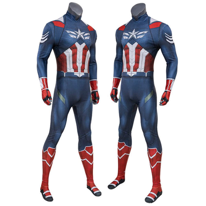 Sam Wilson Jumpsuit Captain America Brave New World Cosplay Costume Printed Suit