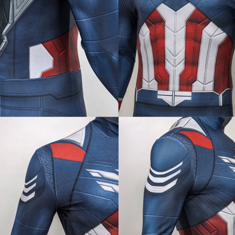 Sam Wilson Jumpsuit Captain America Brave New World Cosplay Costume Printed Suit