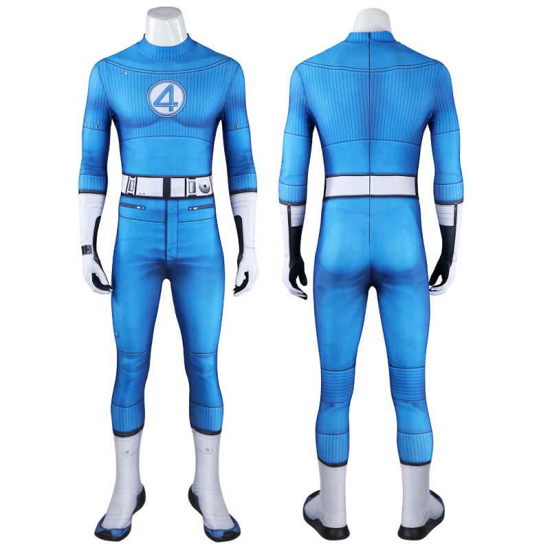 Reed Richards Jumpsuit The Fantastic 4 First Steps Mister Fantastic Cosplay Costume Blue Suit