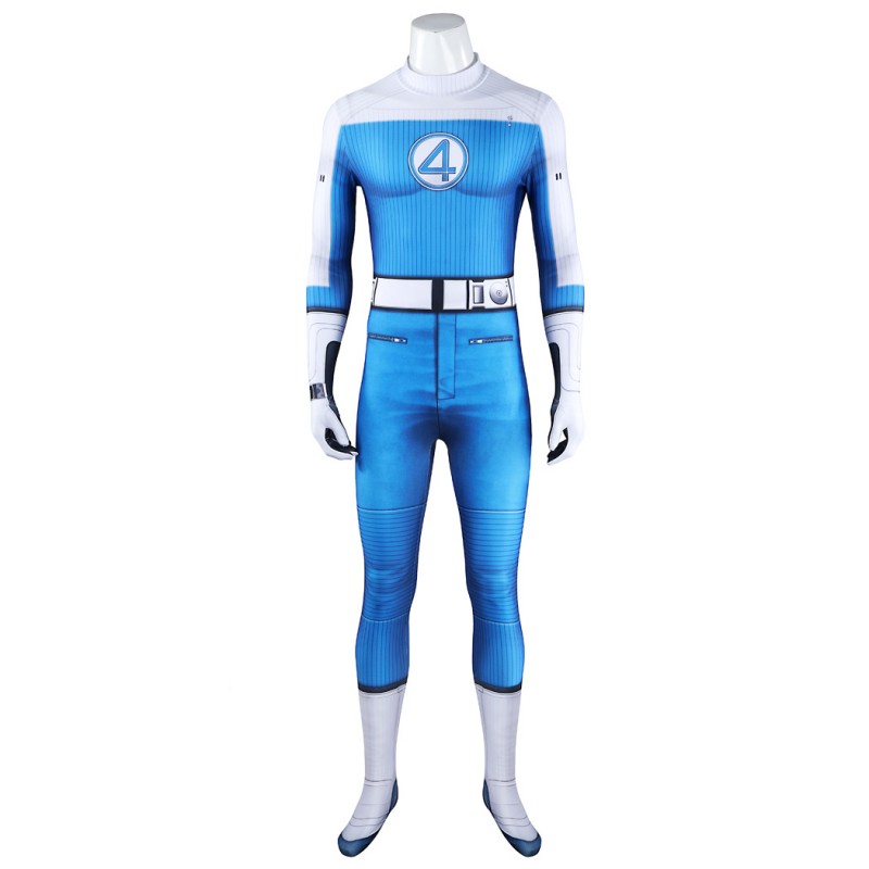 Human Torch Jumpsuit The Fantastic 4 First Steps Cosplay Costume Blue Suit