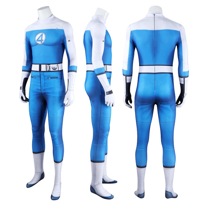 Human Torch Jumpsuit The Fantastic 4 First Steps Cosplay Costume Blue Suit