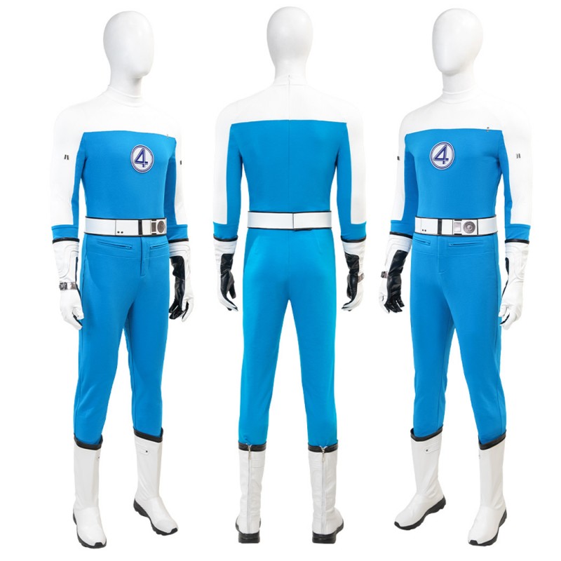 Johnny Storm Costume Fantastic Four Human Torch Cosplay Suit Blue Halloween Outfits