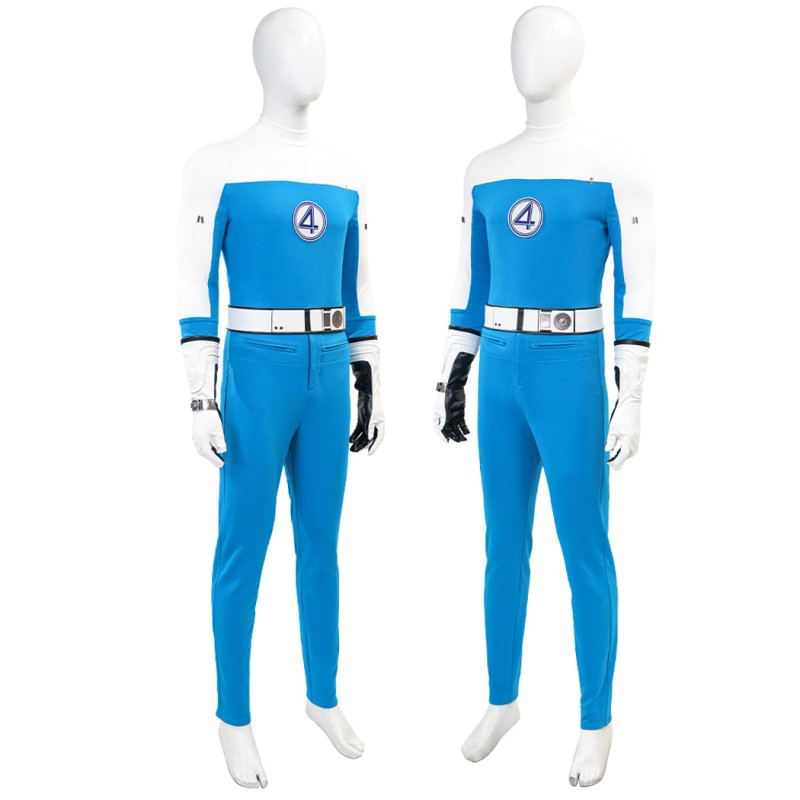 Johnny Storm Costume Fantastic Four Human Torch Cosplay Suit Blue Halloween Outfits