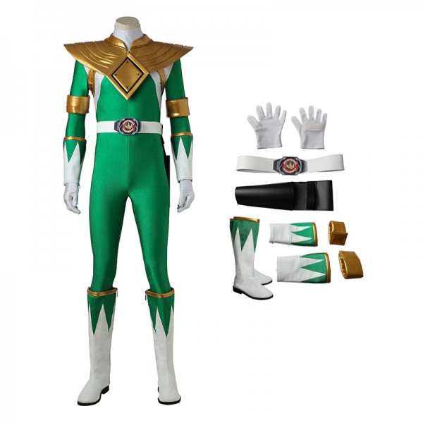 Burai Dragon Ranger Costume Green Mighty Morphin' Power Rangers Cosplay ...