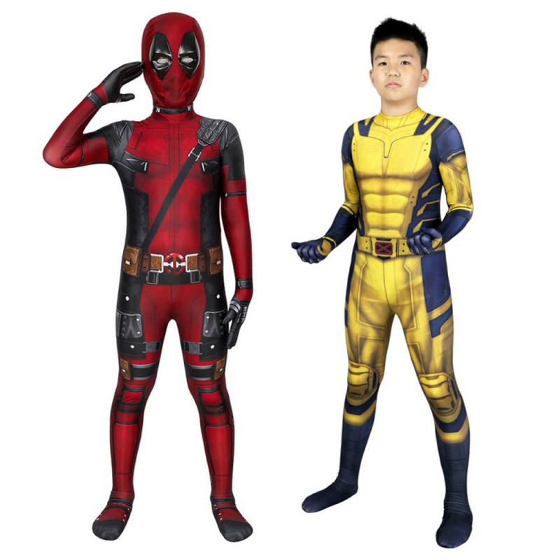 Kids Deadpool & Wolverine Cosplay Costume full set Jumpsuit