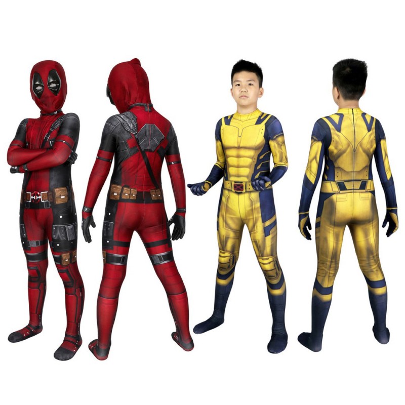 Kids Deadpool & Wolverine Cosplay Costume full set Jumpsuit