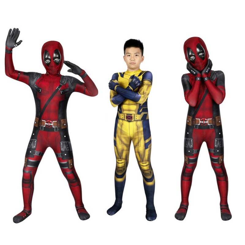 Kids Deadpool & Wolverine Cosplay Costume full set Jumpsuit