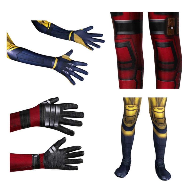 Kids Deadpool & Wolverine Cosplay Costume Jumpsuit full set